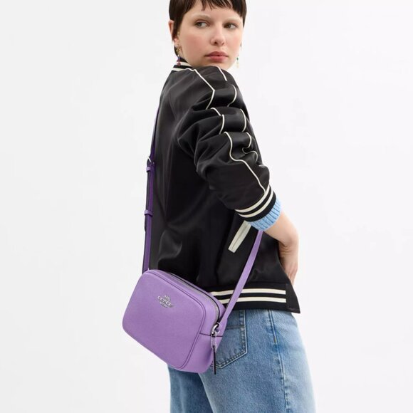 NWT Coach Jamie Refined Pebble Leather Camera Bag CR110 in Silver/Iris - Picture 4 of 16